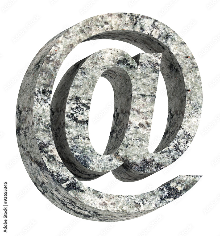Fototapete e-mail sign from granite alphabet set isolated over white. computer generated 3d photo rendering.