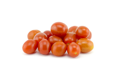 group of fresh red cherry tomatoes isolated on white background