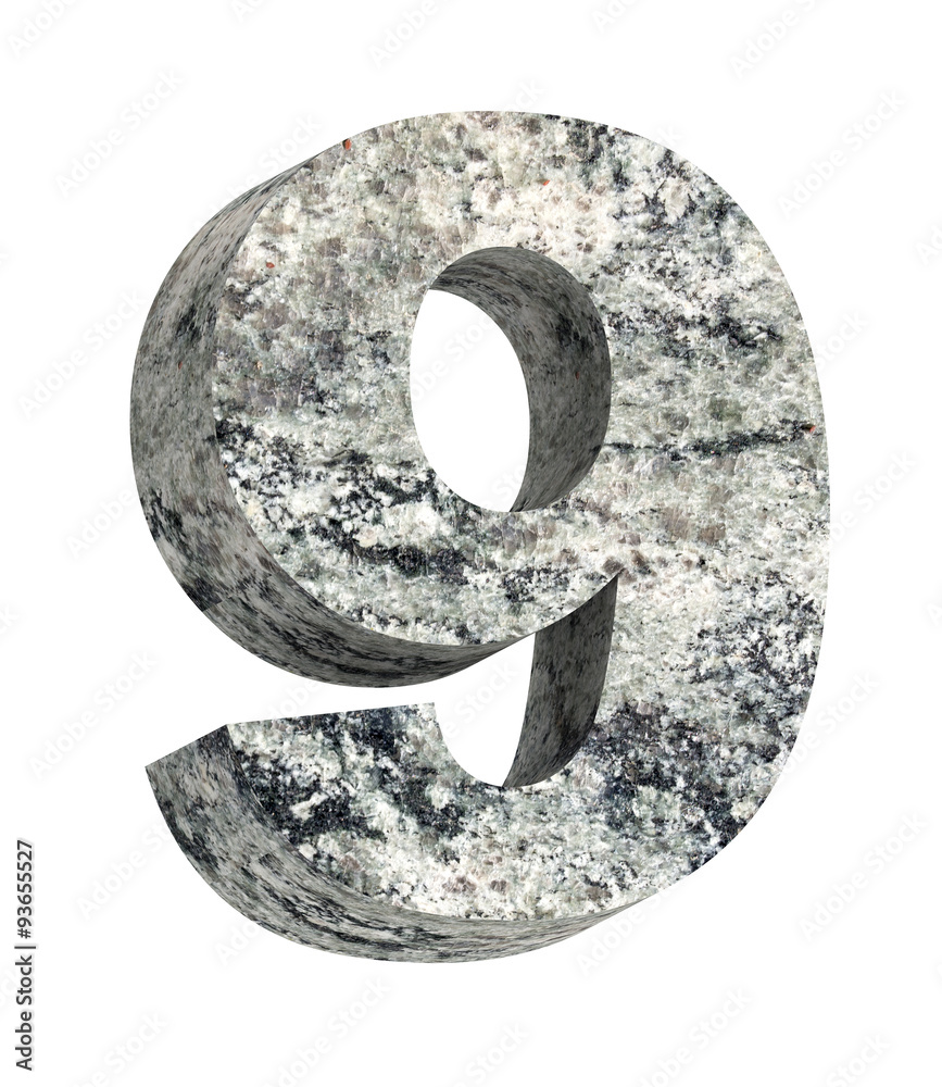 Fototapete number from granite alphabet set isolated over white. computer generated 3d photo rendering.
