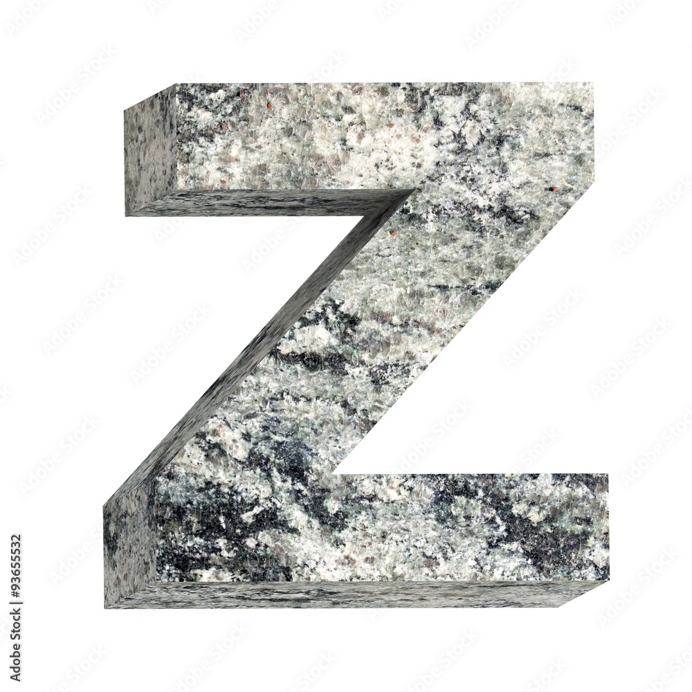 Fototapete one letter from granite alphabet set isolated over white. computer generated 3d photo rendering.