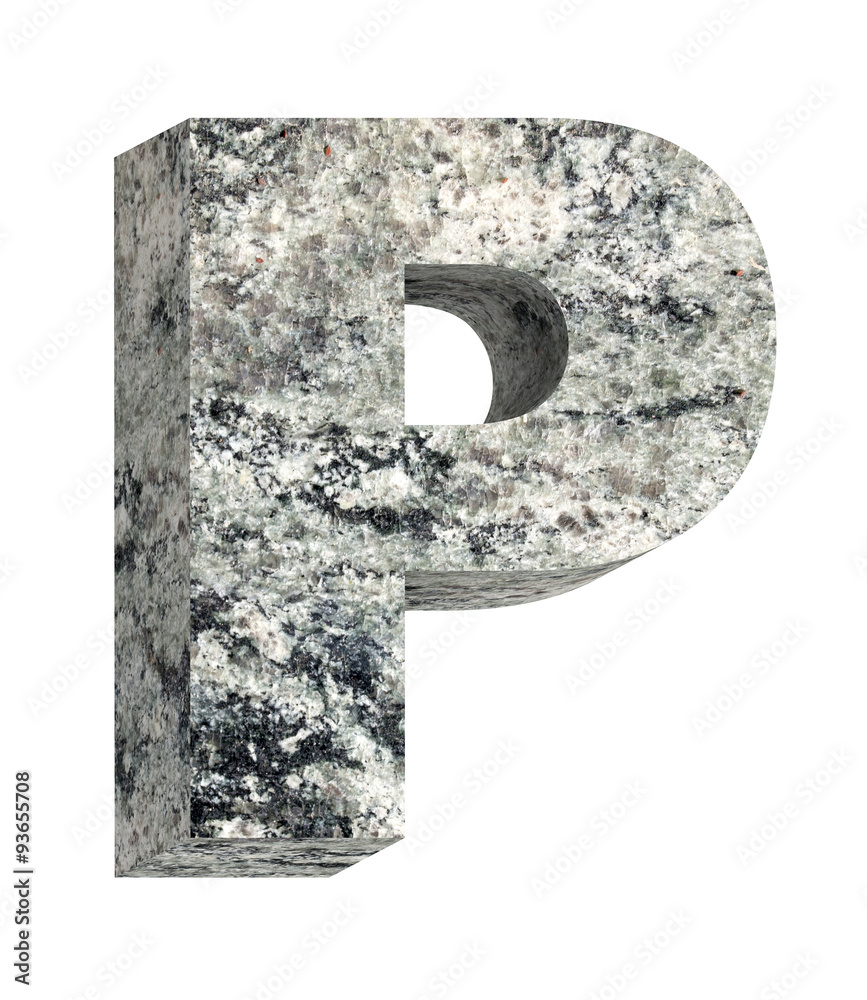 Fototapete one letter from granite alphabet set isolated over white. computer generated 3d photo rendering.