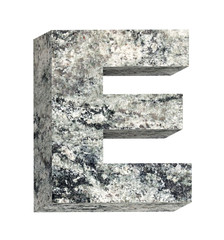 One letter from granite alphabet set isolated over white. Computer generated 3D photo rendering.