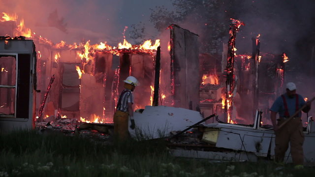 Firemen at burning home P HD 9205