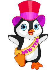 Naklejka premium New Year baby penguin