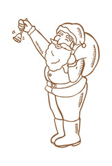 happy Santa in doodle style