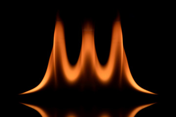 Three fire wave in dark with reflex (Low key)