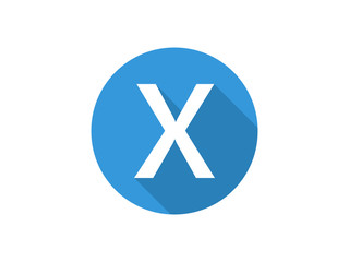 X Letter Flat Circle Icon