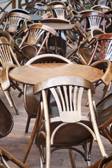 Tables and chairs in the restaurant