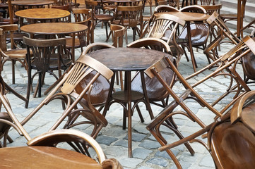 Tables and chairs in the restaurant