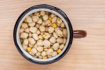 Chickpeas soaked in water