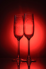 empty champagne glasses
