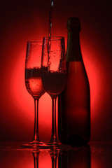 champagne glasses and bottle

