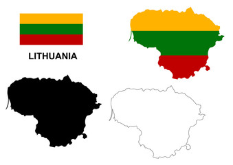 Lithuania map vector, Lithuania flag vector, isolated Lithuania