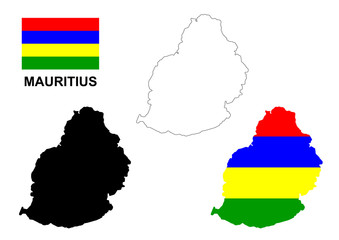 Mauritius map vector, Mauritius flag vector, isolated Mauritius