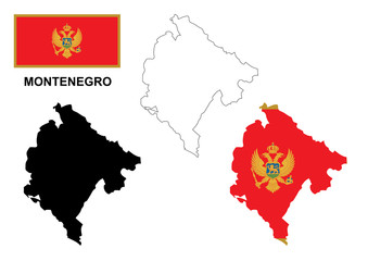 Montenegro map vector, Montenegro flag vector, isolated Montenegro