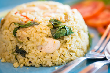 Fried rice with green curry, Thai Food
