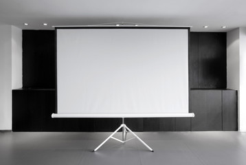 Blank whiteboard in conference room