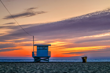 Obraz premium Sunset at the Snata Monica Pier in August