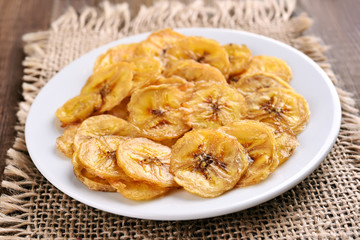 Banana chips on country table
