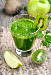 Green smoothie in glass