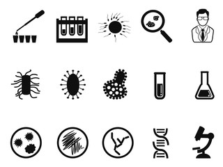 black microbiology icon set