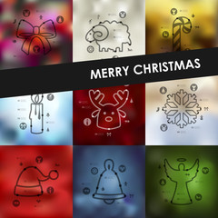 Christmas timeline infographics with blurred background
