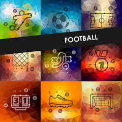 football timeline infographics with blurred background