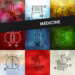 medicine timeline infographics with blurred background