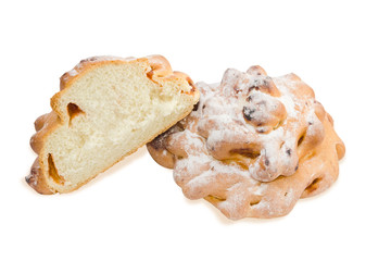 One whole and a half of a buns with jam