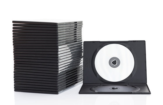 Dvd boxes with disc on white background