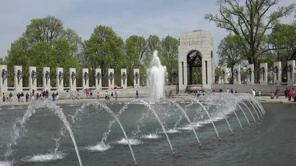 Washington DC National World War II Memorial beautiful fountain Atlantic 4K 0 - Powered by Adobe