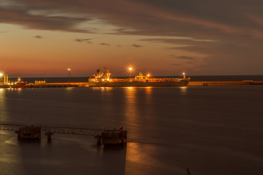 port in night