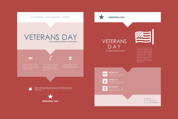 Set of brochure, poster design templates in veterans day style