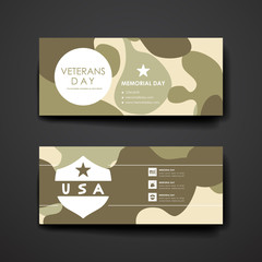 Set of modern design banner template in veterans day style
