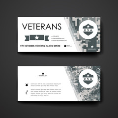 Set of modern design banner template in veterans day style
