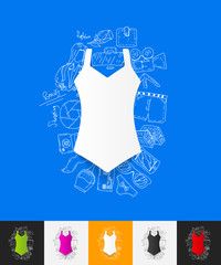 swimsuit paper sticker with hand drawn elements