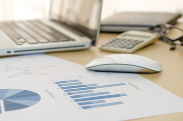Naklejka premium Business data line graphs analytics accounting and sales with growth and financial statements