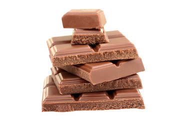 gentle milk chocolate on a white isolated background