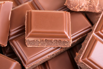 delicious and tender milk chocolate closeup