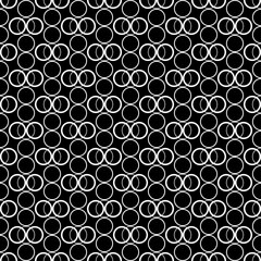 Seamless black and white decorative vector background with circles