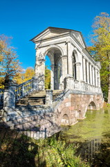 Marble (Palladian) Bridge (1773-1774)  in the Catherine Park, Pushkin (Tsarskoe Selo), Russia.