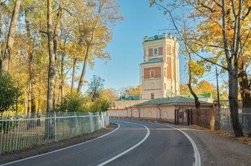 The Orlov Tower in Catherine Park, Pushkin (Tsarskoe Selo), Russia.