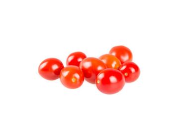 Red cherry tomatoes on white background