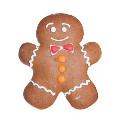 Christmas Cookie Isolated on White Background. Gingerbread Man.
