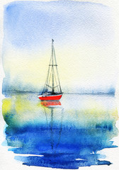 sea . watercolors painting