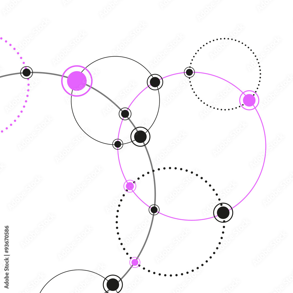 Leinwandbilder Network. Abstract background with dots and circles. Connection Concept. Digital data visualization. Social network graphic concept. Geometric technology vector background.