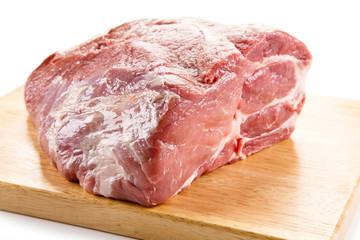 Raw pork on cutting board