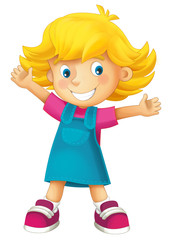 Cartoon child - happy girl - illustration for the children