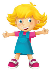 Cartoon child - happy girl - illustration for the children