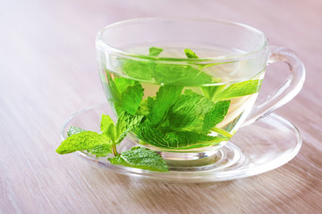 Peppermint tea on a table